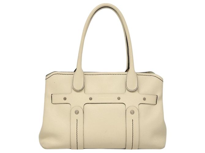 Borsa tote in pelle bianca e argento Salvatore Ferragamo Auth BA1465 Bianco - vista 13