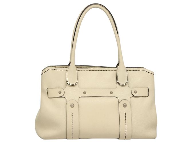 Borsa tote in pelle bianca e argento Salvatore Ferragamo Auth BA1465 Bianco - vista 2