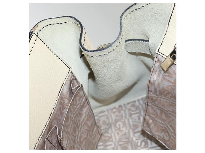 Borsa tote in pelle bianca e argento Salvatore Ferragamo Auth BA1465 Bianco - vista 22