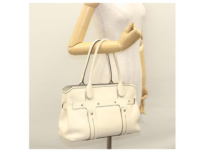 Borsa tote in pelle bianca e argento Salvatore Ferragamo Auth BA1465 Bianco - vista 26
