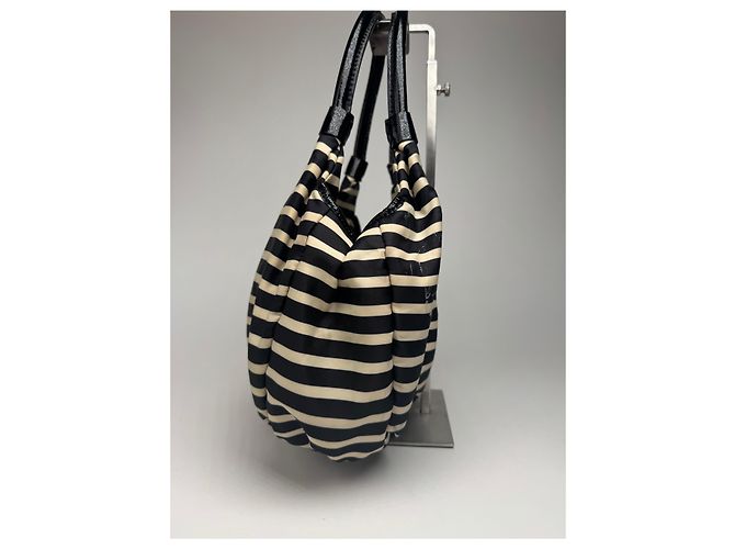 Vintage Kate Spade Canvas Tasche gestreift Schwarz - Ansicht 10