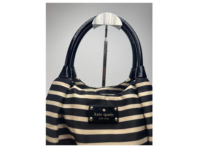 Vintage Kate Spade Canvas Tasche gestreift Schwarz - Ansicht 12