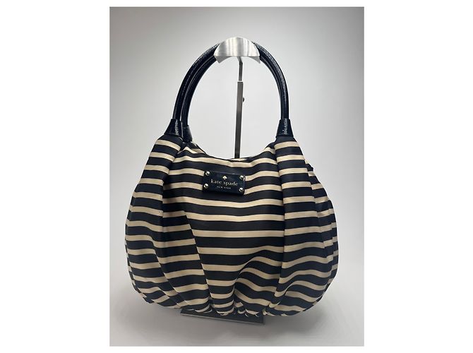 Vintage Kate Spade Canvas Tasche gestreift Schwarz - Ansicht 13