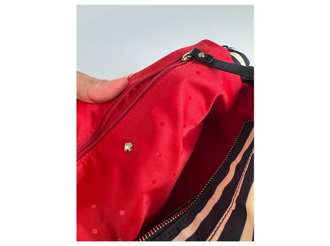 Vintage Kate Spade Canvas Tasche gestreift Schwarz - Ansicht 14