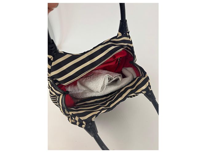Vintage Kate Spade Canvas Tasche gestreift Schwarz - Ansicht 3