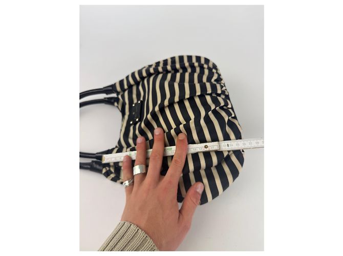 Vintage Kate Spade Canvas Tasche gestreift Schwarz - Ansicht 5