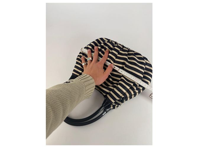 Vintage Kate Spade Canvas Tasche gestreift Schwarz - Ansicht 6