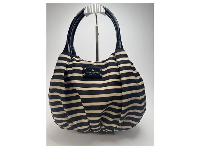 Vintage Kate Spade Canvas Tasche gestreift Schwarz - Ansicht 8