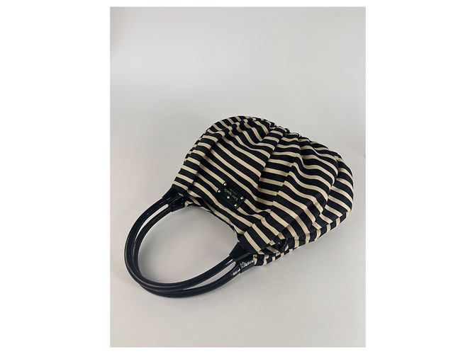 Vintage Kate Spade Canvas Tasche gestreift Schwarz - Ansicht 9