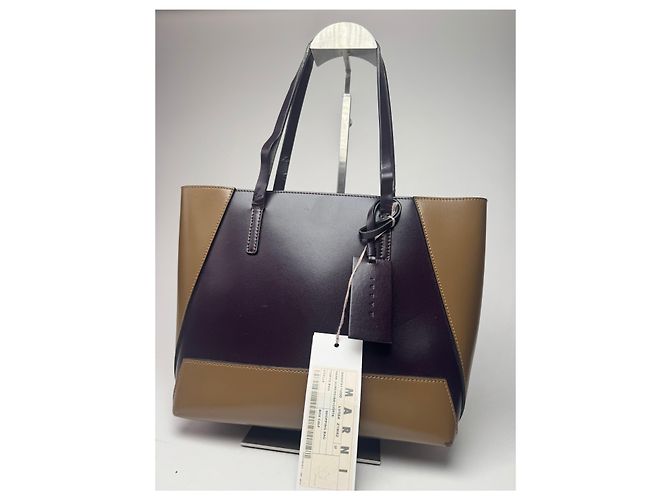 Vintage Marni Leder Tasche lila khaki - Ansicht 13