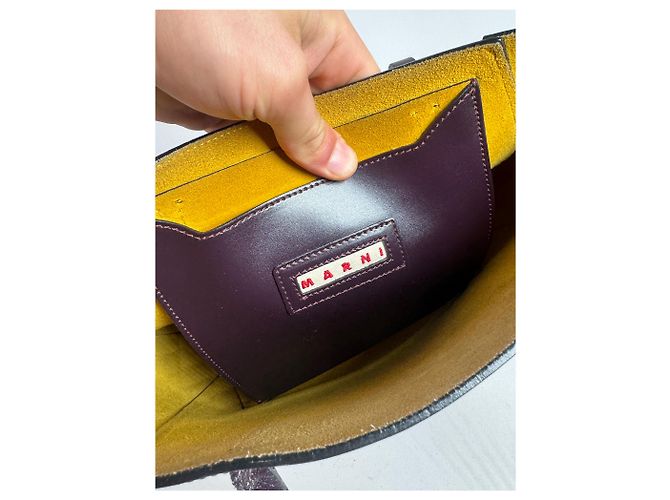 Vintage Marni Leder Tasche lila khaki - Ansicht 14