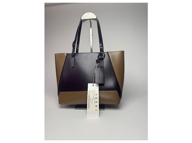 Vintage Marni Leder Tasche lila khaki - Ansicht 8