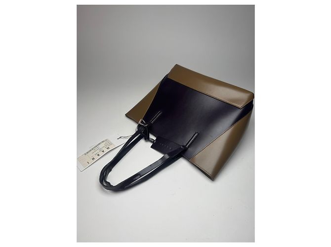 Vintage Marni Leder Tasche lila khaki - Ansicht 9