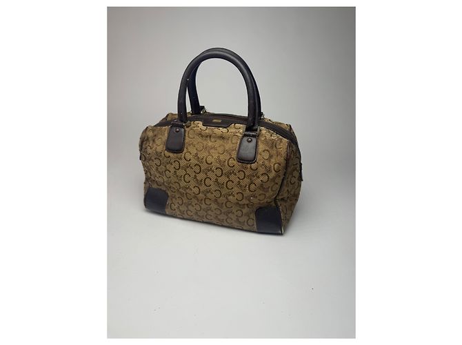 Céline Vintage Celine Paris Macadam Monogramm Canvas Leder Tasche schwarz kamel - Ansicht 12