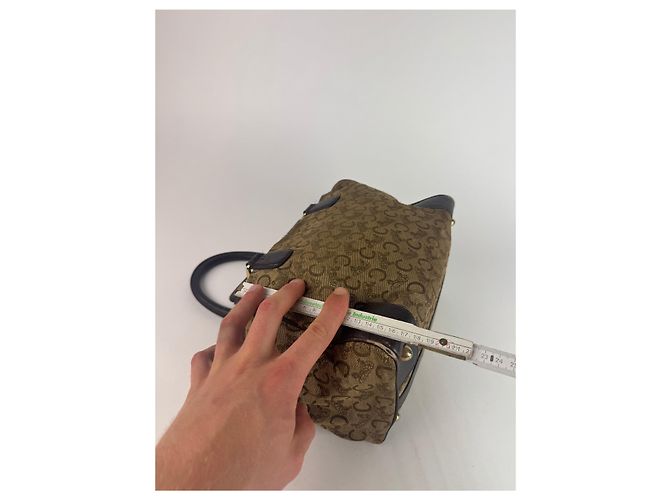 Céline Vintage Celine Paris Macadam Monogramm Canvas Leder Tasche schwarz kamel - Ansicht 4