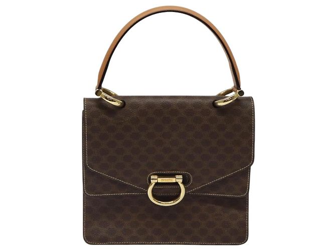 Céline Borsa a mano in tela Macadam CELINE in pelle PVC marrone oro Auth yk17887 D'oro - vista 13