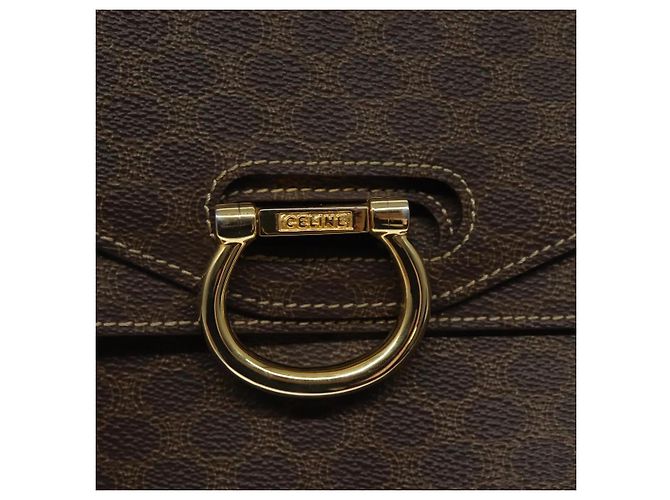 Céline Borsa a mano in tela Macadam CELINE in pelle PVC marrone oro Auth yk17887 D'oro - vista 18