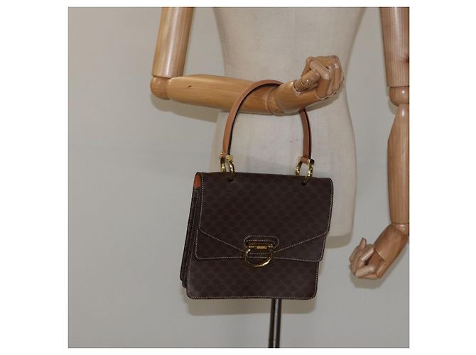 Céline Borsa a mano in tela Macadam CELINE in pelle PVC marrone oro Auth yk17887 D'oro - vista 24