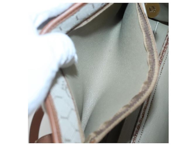 Borsa a spalla in tela a nido d'ape Christian Dior beige e oro Auth BA1146 D'oro - vista 12