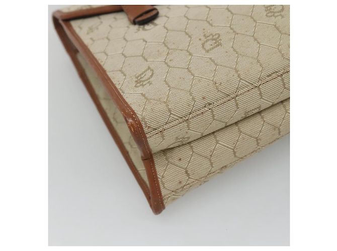 Borsa a spalla in tela a nido d'ape Christian Dior beige e oro Auth BA1146 D'oro - vista 14