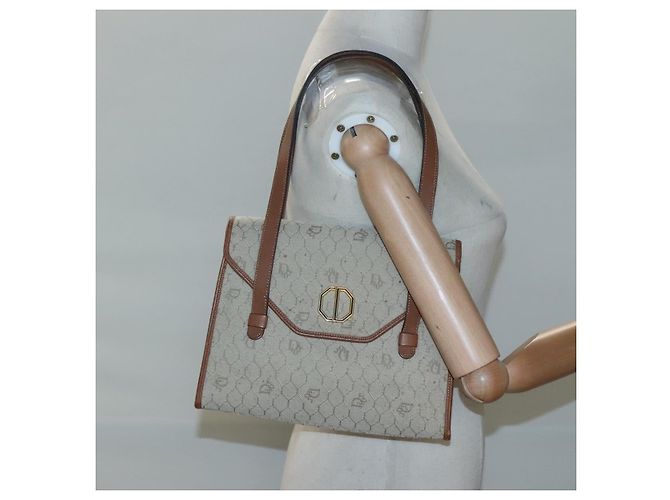 Borsa a spalla in tela a nido d'ape Christian Dior beige e oro Auth BA1146 D'oro - vista 19