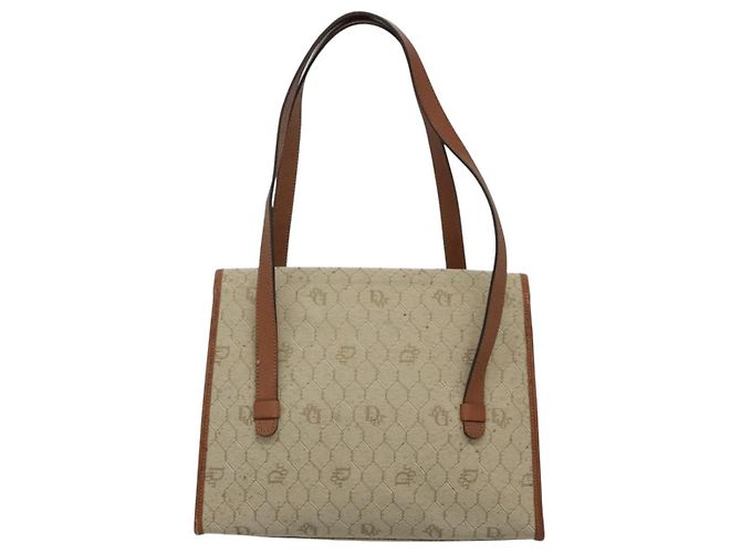 Borsa a spalla in tela a nido d'ape Christian Dior beige e oro Auth BA1146 D'oro - vista 2