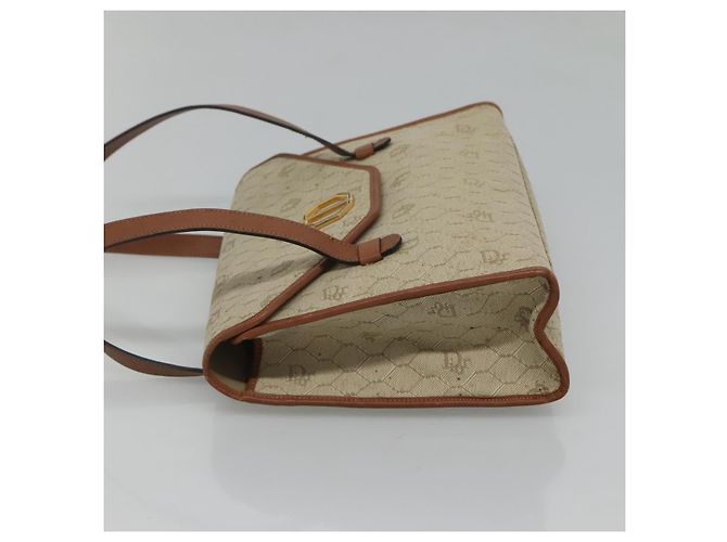 Borsa a spalla in tela a nido d'ape Christian Dior beige e oro Auth BA1146 D'oro - vista 3