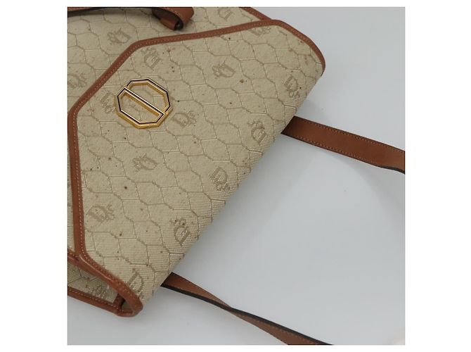 Borsa a spalla in tela a nido d'ape Christian Dior beige e oro Auth BA1146 D'oro - vista 6