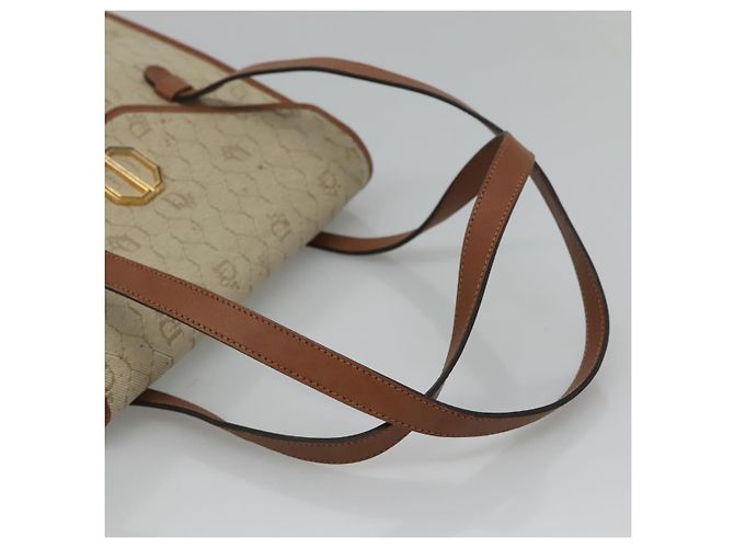 Borsa a spalla in tela a nido d'ape Christian Dior beige e oro Auth BA1146 D'oro - vista 7