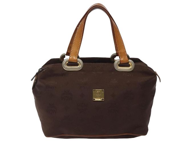 Borsa MCM Logogram Vicetos in nylon marrone e oro Auth bs24481 D'oro - vista 13