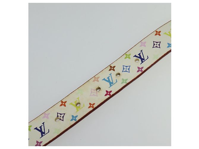 LOUIS VUITTON Cinto Quadrado Monograma Multicolorido Branco M9270U LV Auth MY153 - vista 8