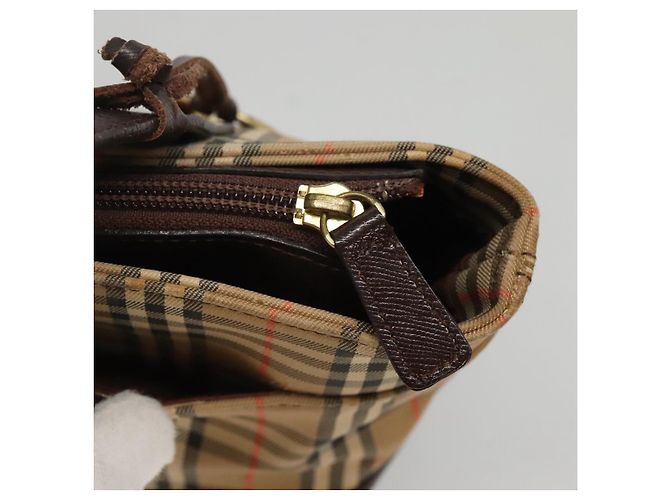 Borsa a mano in tela beige e marrone con motivo Nova Check di BURBERRY Auth 117714 - vista 11