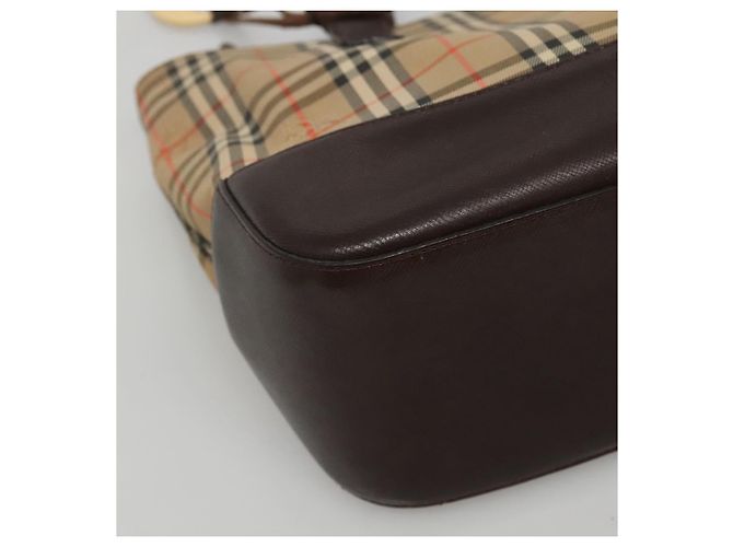 Borsa a mano in tela beige e marrone con motivo Nova Check di BURBERRY Auth 117714 - vista 14