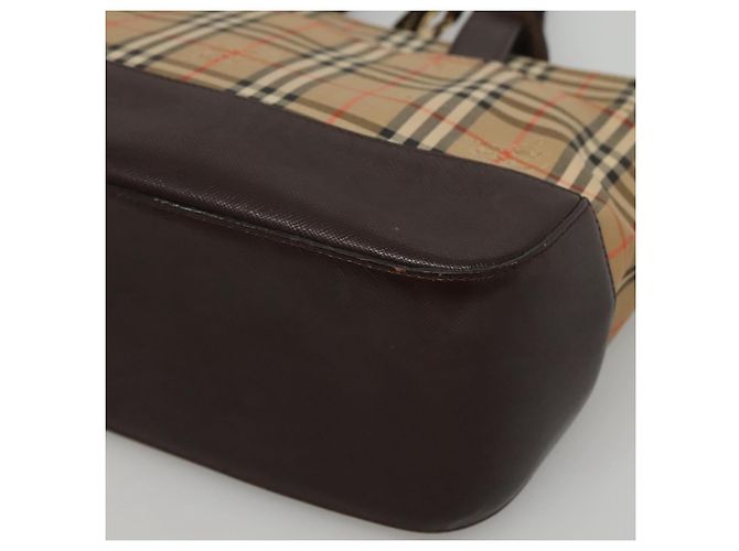 Borsa a mano in tela beige e marrone con motivo Nova Check di BURBERRY Auth 117714 - vista 15