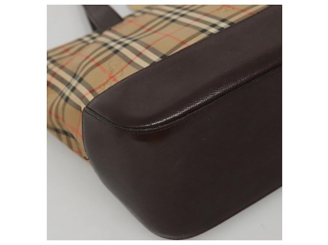 Borsa a mano in tela beige e marrone con motivo Nova Check di BURBERRY Auth 117714 - vista 16