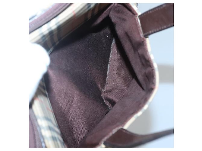 Borsa a mano in tela beige e marrone con motivo Nova Check di BURBERRY Auth 117714 - vista 23