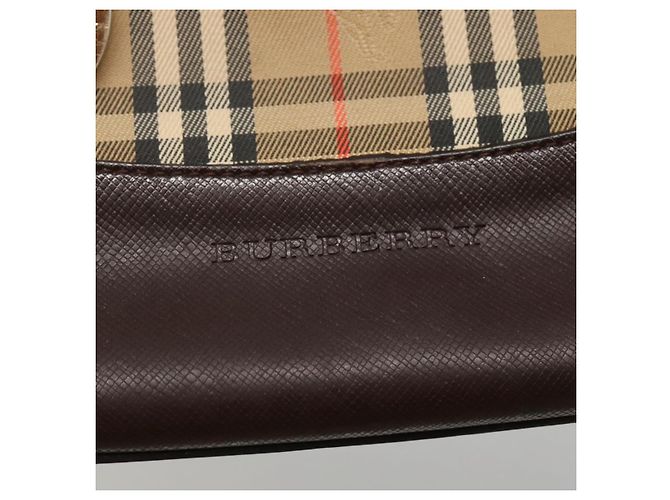 Borsa a mano in tela beige e marrone con motivo Nova Check di BURBERRY Auth 117714 - vista 24