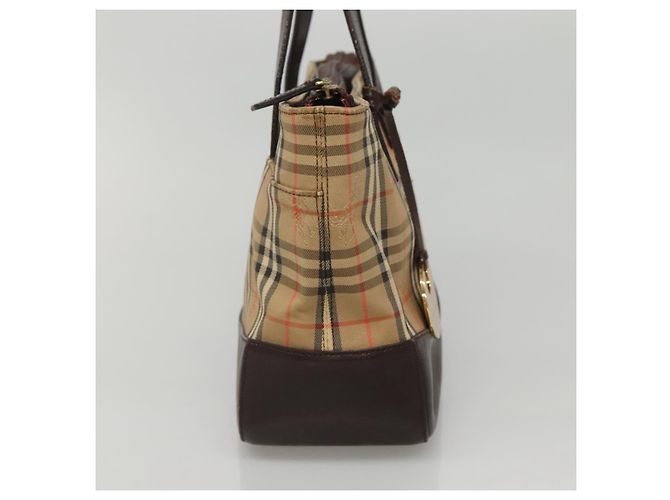 Borsa a mano in tela beige e marrone con motivo Nova Check di BURBERRY Auth 117714 - vista 3