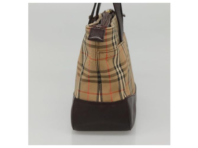 Borsa a mano in tela beige e marrone con motivo Nova Check di BURBERRY Auth 117714 - vista 4