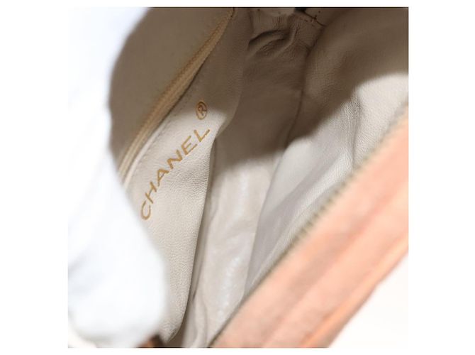 CHANEL Borsa a Mano Matelassé Catena Camoscio Arancione Oro CC Auth 116417 D'oro - vista 10