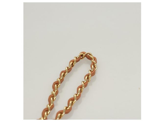 CHANEL Borsa a Mano Matelassé Catena Camoscio Arancione Oro CC Auth 116417 D'oro - vista 14