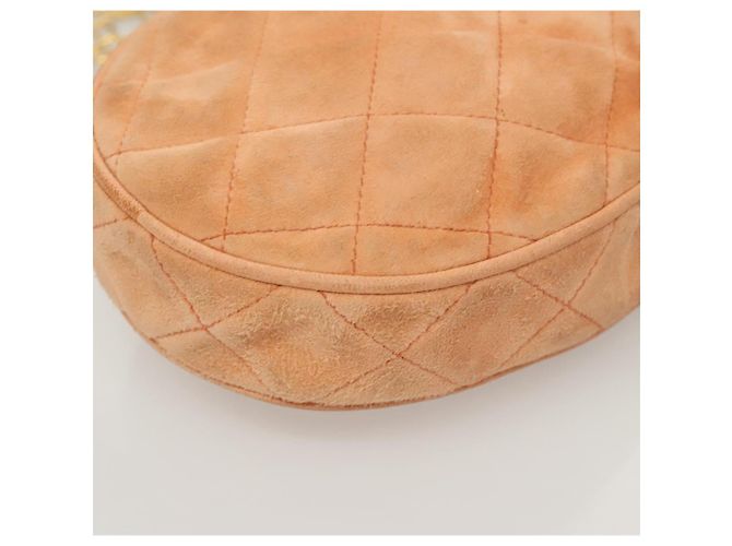 CHANEL Borsa a Mano Matelassé Catena Camoscio Arancione Oro CC Auth 116417 D'oro - vista 15