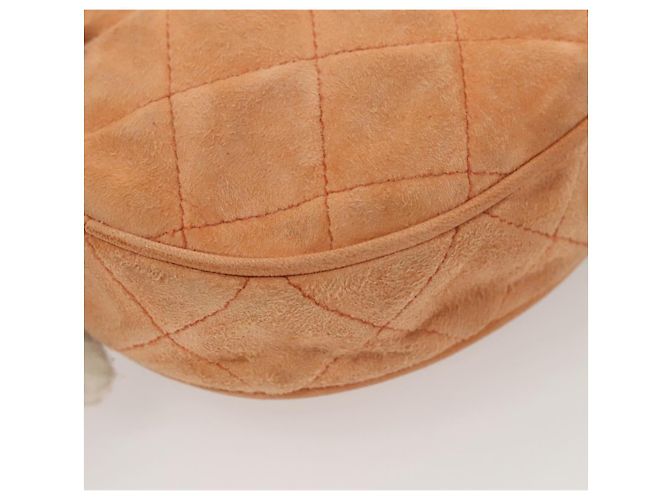 CHANEL Borsa a Mano Matelassé Catena Camoscio Arancione Oro CC Auth 116417 D'oro - vista 17