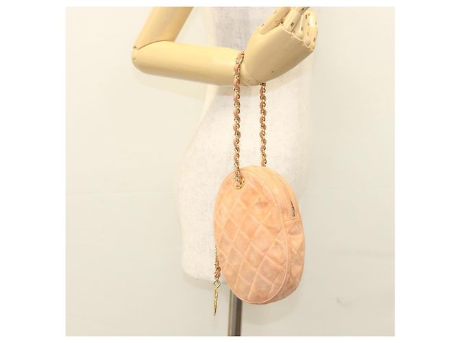 CHANEL Borsa a Mano Matelassé Catena Camoscio Arancione Oro CC Auth 116417 D'oro - vista 22