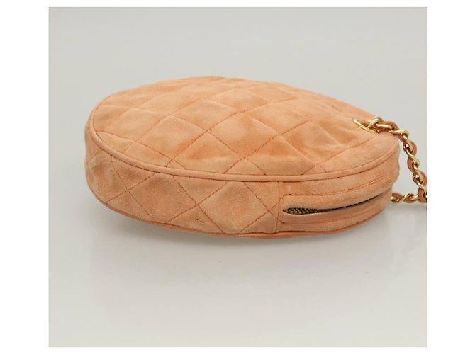CHANEL Borsa a Mano Matelassé Catena Camoscio Arancione Oro CC Auth 116417 D'oro - vista 3