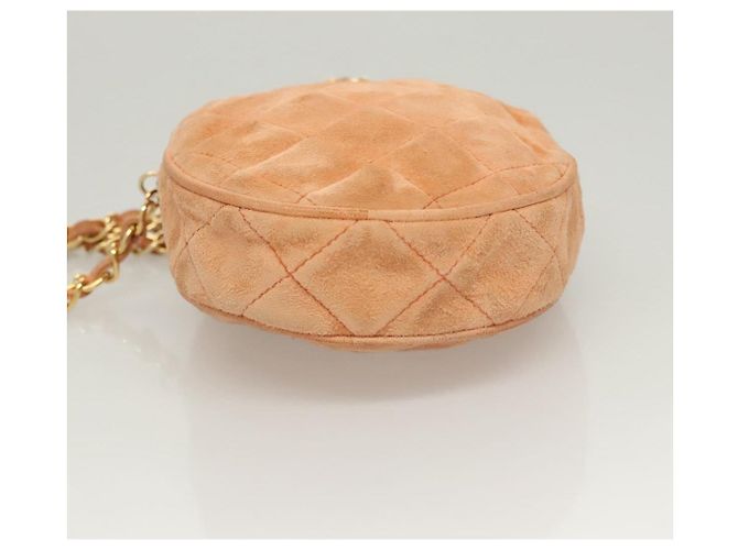 CHANEL Borsa a Mano Matelassé Catena Camoscio Arancione Oro CC Auth 116417 D'oro - vista 5