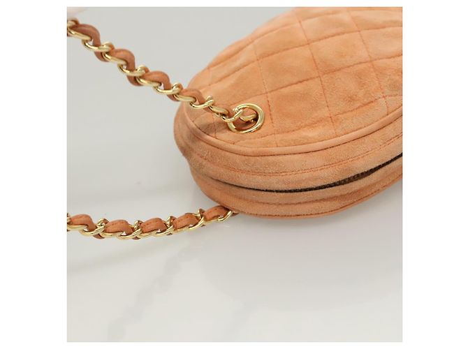 CHANEL Borsa a Mano Matelassé Catena Camoscio Arancione Oro CC Auth 116417 D'oro - vista 6