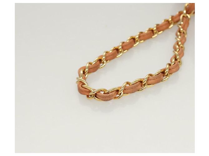 CHANEL Borsa a Mano Matelassé Catena Camoscio Arancione Oro CC Auth 116417 D'oro - vista 7