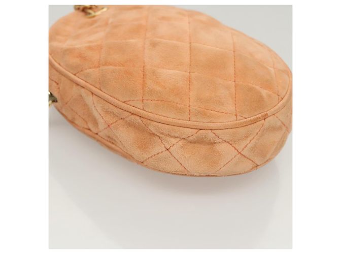 CHANEL Borsa a Mano Matelassé Catena Camoscio Arancione Oro CC Auth 116417 D'oro - vista 8