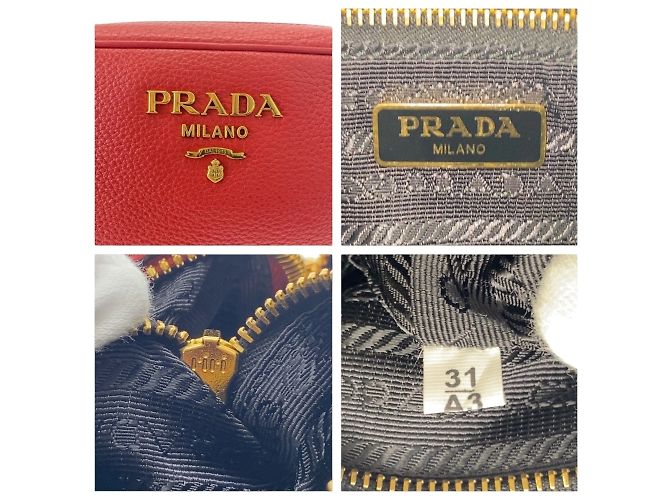Borsa a spalla in pelle rossa Prada - vista 4